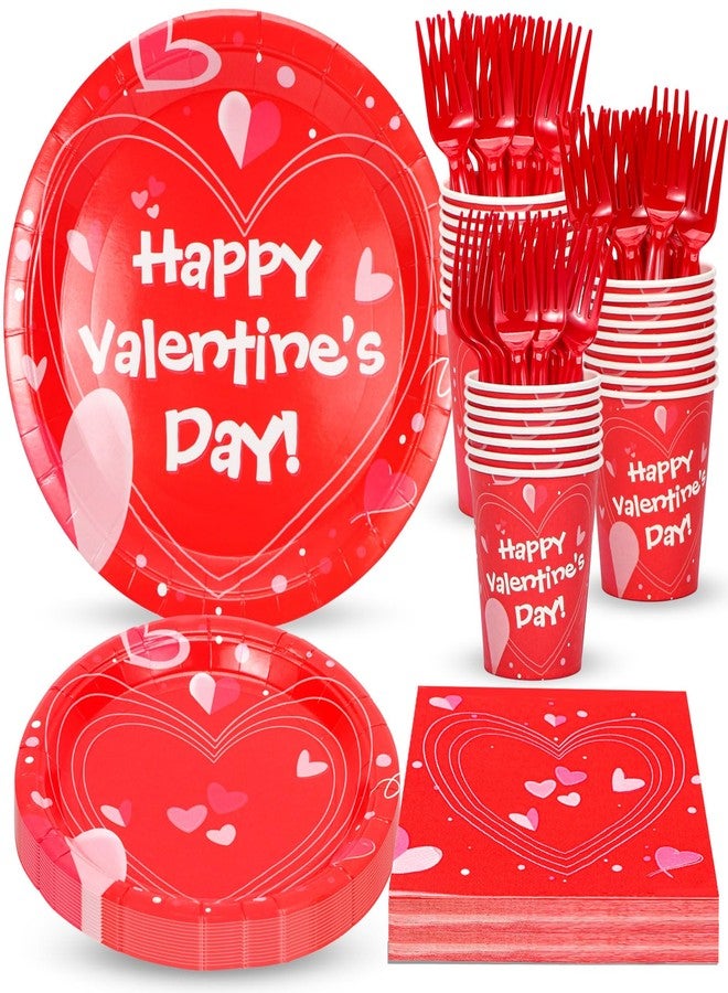 Atonofun Valentines Day Party Supplies, Valentines Day Plates and Napkins Set, Disposable Valentines Plates, Cups, Napkins and Forks for Valentine's Day, Engagements, Anniversary Party Serves 24 - Image 1